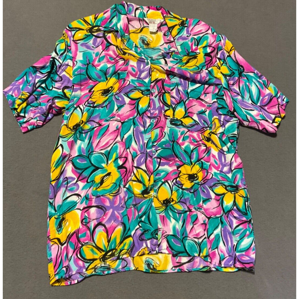 Y2K Index by Melrose Medium Floral‎ Top Shoulder Pads 100% Rayon Retro
